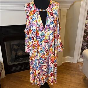 Umgee Vibrant Floral Cold Shoulder Dress EUC - 1XL